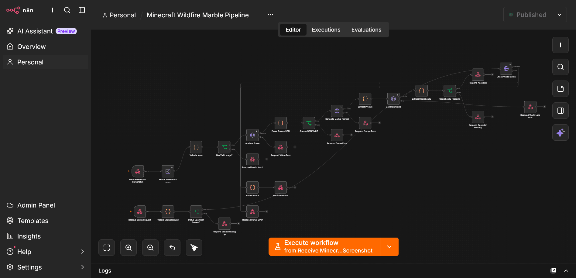 Our n8n workflow setup for realistic scene generation